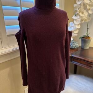 Cashmere Turtleneck Sweater with Cutouts Sz M